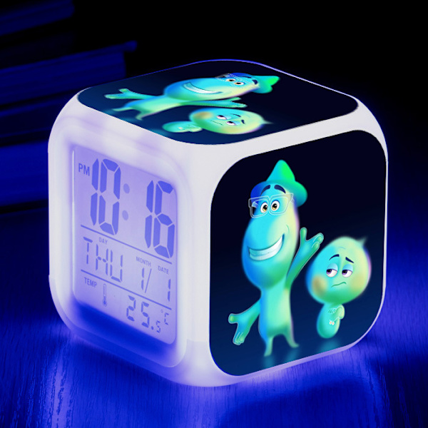 Wekity Anime Mind Adventure Värikäs Herätyskello LED Neliökello Digitaalinen Herätyskello Ajalla, Lämpötilalla, Hälytyksellä, Päivämäärällä