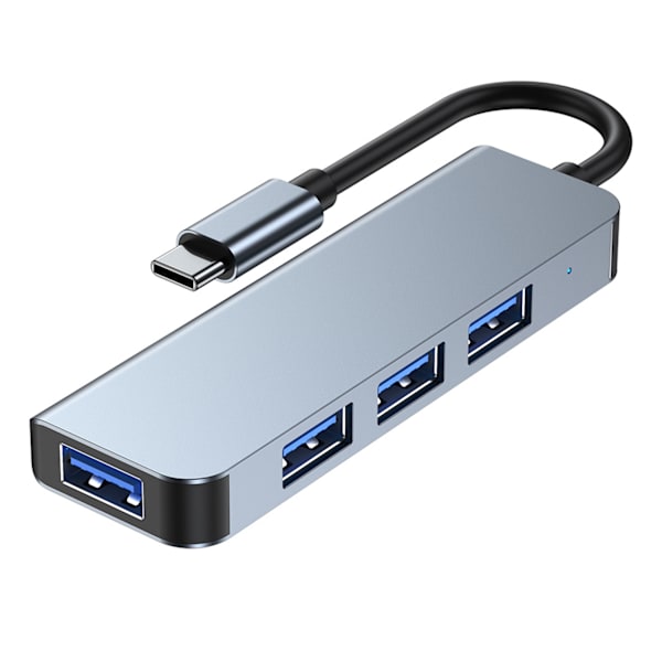 Type C til USB Hub 4 porte - Flertrinsbeskyttelse - Plug and Play USB-splitter med aluminiumshus til rejser