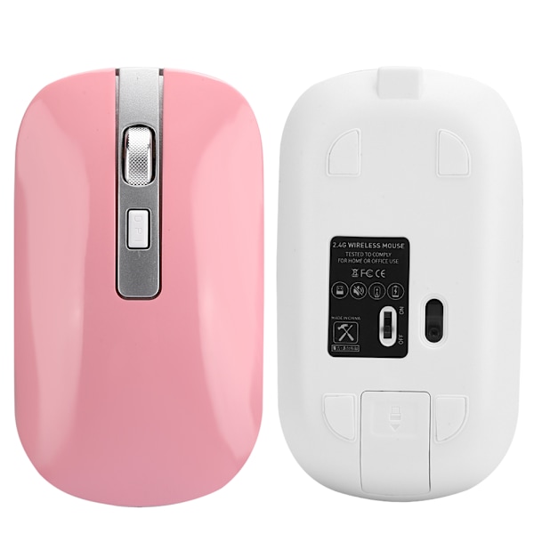 2.4G trådløs mus ergonomisk 1600 DPI høj opløsning USB opladning computer tilbehør pink