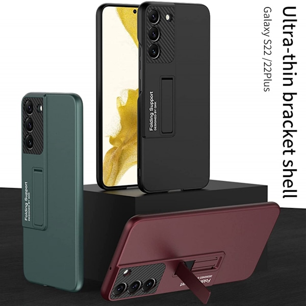 Til Samsung Galaxy S22 Telefon Etui, Foldbar Stativ Frosted Tekstur Ultra Tynd Stødsikker Slidstærk Cover (Sølv)