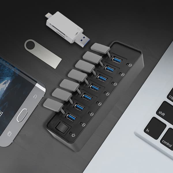 HB-8717U3 7-Port USB 3.0 HUB 12V 3A Output Splitter Computer Tilbehør