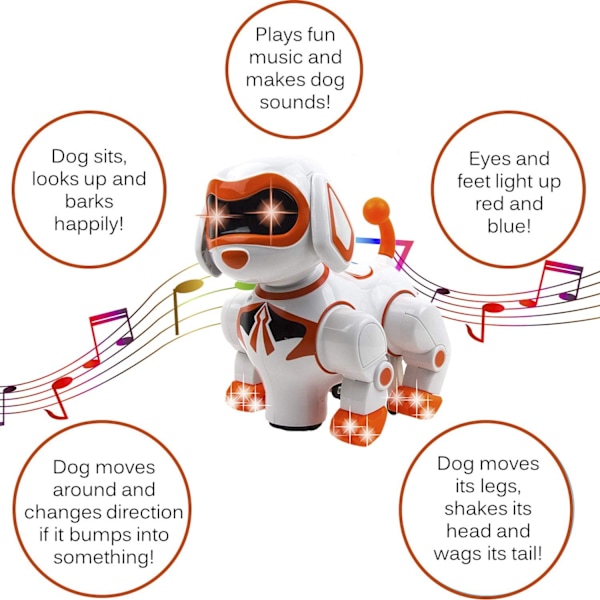Smarte robot-hunde legetøj til børn, interaktive hunde legetøj til drenge, søde robot hvalp hundekammerater legetøj med lys, robot hund legetøj til 3-årige drenge, sjove