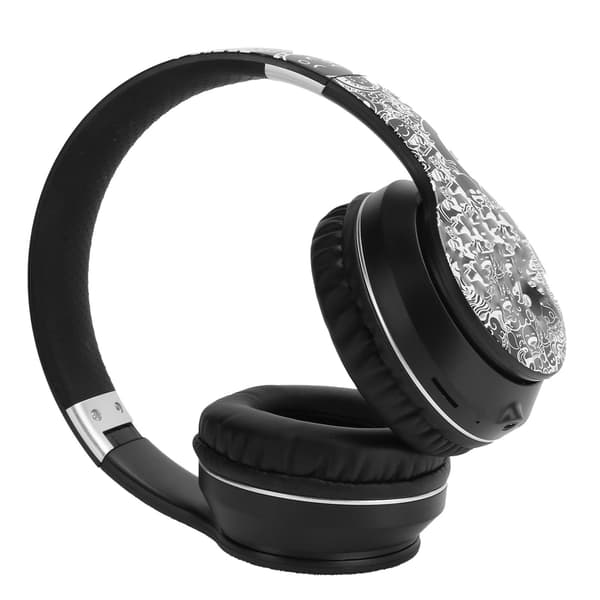 Hopfällbara Bluetooth-headset Over Ear Graffiti Stereo-hörlurar Stöd Minneskort