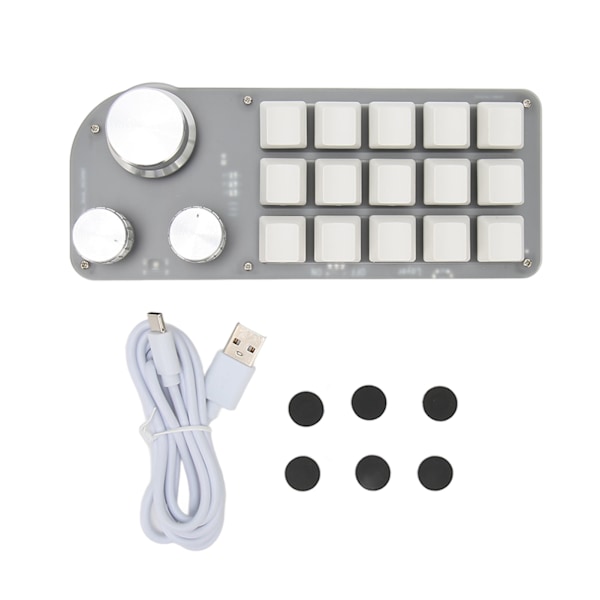 Programmerbar tastatur 15 taster 3 knapper blå switch mekanisk hukommelsesfunktion mini tastatur til spil kontor medier