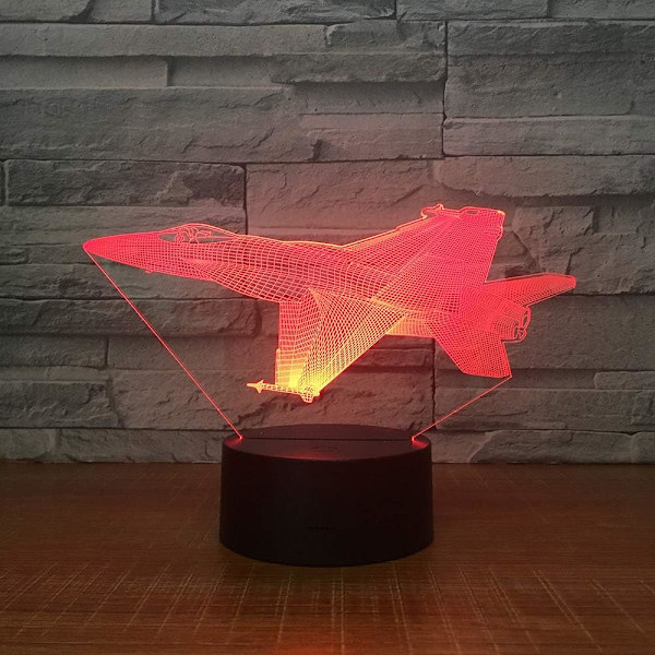 3D Fly Night Light Lampe Illusions LED 7 Farge Skiftende Berøringsbryter Bord Dekor Lamper Akryl Flat ABS Base USB Kabel Leke (Buss)