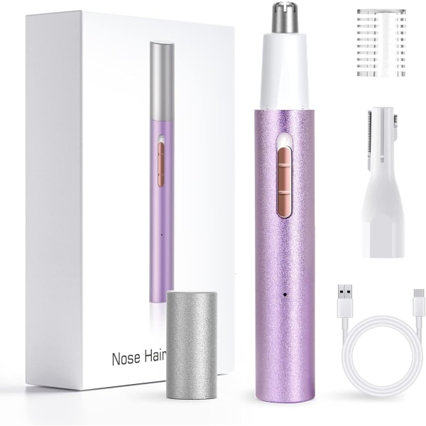Ear and Nose Hair Trimmer for Women Men,2024 Rechargeable 2 in 1 Professional Painless Eyebrow & Facial Hair Trimmer with Powerful Motor and Dual-Ed