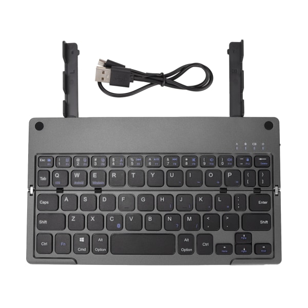 Pocket Laptop Keyboard Foldbart 140mAh genopladeligt batteri Indbygget stativ Sort trådløst tastatur til tablets Laptops