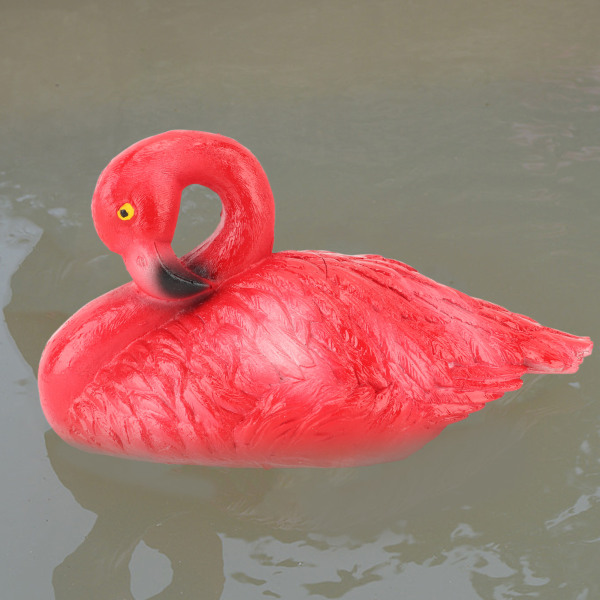 Flamingo-dekorasjoner Flytende flamingo-pynt til fiskedam Fiskedam Bakgård Uteplass Plen Liten rød hvilende flamingo