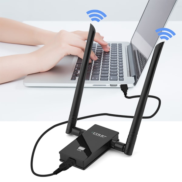 EDUP 1200Mbps 2.4G+5.8G Dual-Band High Speed USB3.0 WIFI-adapter med dobbeltantenne