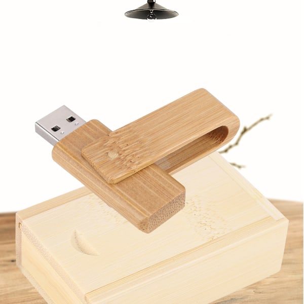 Træ roterende flashdrev opbevaring USB 2.0 U Disk Memory Stick (16G)