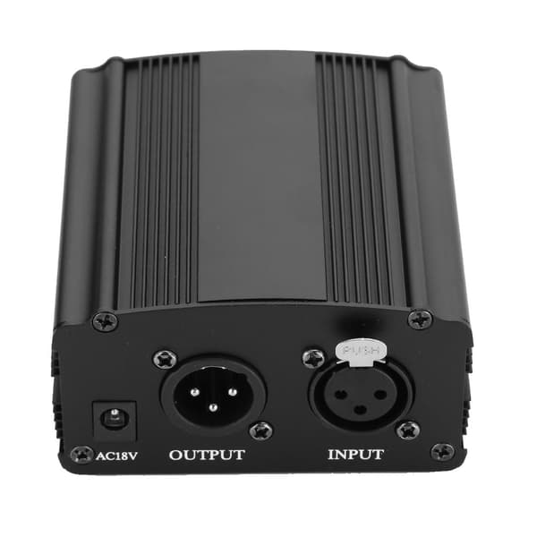 Mini 1-kanals 48V Phantom Power Supply med strømadapter til kondensatormikrofon