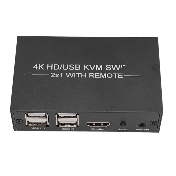 KVM-svitsj 4 USB 2.0-porter 1 skjerm 2 datamaskiner Støtte 4Kx2K HD Multimedia Interface KVM-svitsj med 2 USB-kabler