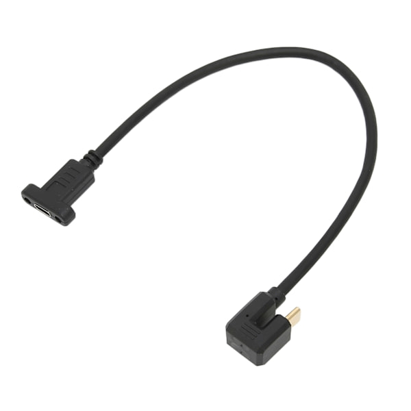 USB-kaapeli 0,3 m USB 3.1 Type-C uros naaras 10 Gbps U-tyyppinen kyynärpää paneelikiinnitysruuvin reiällä autodatakaapeli