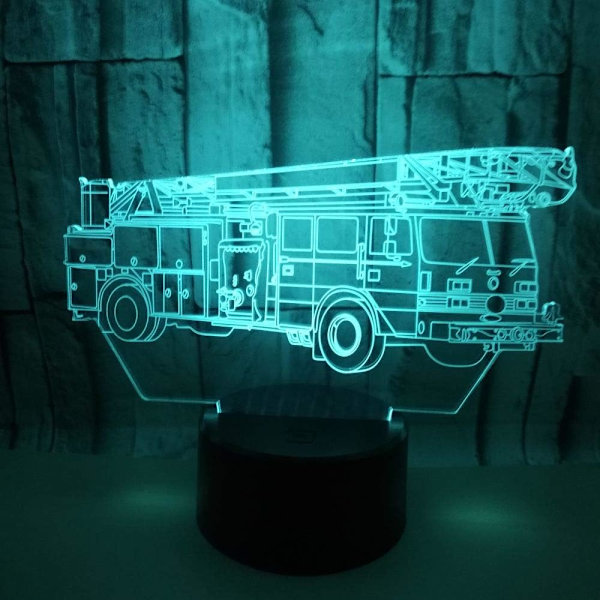 3D Brandbil Nattlampa Illusion 7 Färgväxlande Touch Switch Bordlampor Led Julgåva med Akrylplatt ABS-bas USB-kabel Leksak