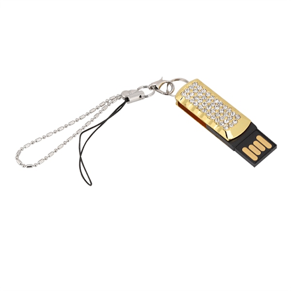 16G Mini bærbar Rhinestone USB-disk med kjede for Windows Vista/7/10/Mac Gull