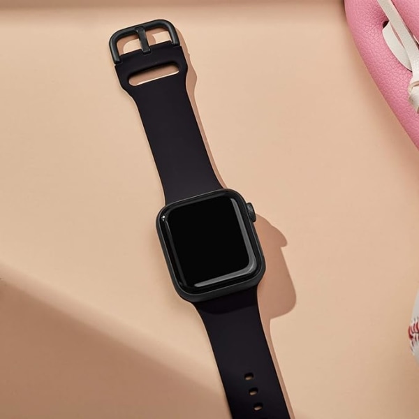 Apple Watch-rem i myk silikon, sportsarmband for erstatning, passer til hele Iwatch-serien (svart 38/40/41 mm)