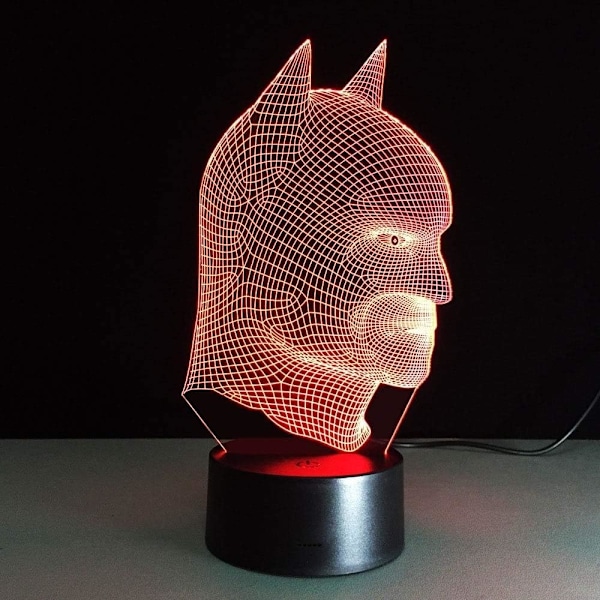 Batman 3D Lampe Værelse Soveværelse Dekorativ Natlys Multi 7 Farveændring USB Kabel Smart Touch Knap LED Skrivebord Bordlampe Børn