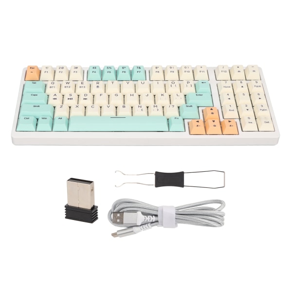 68 Taster Mekanisk Tastatur Kablet 2.4G Bluetooth5.1 Full Key Hot Swap 16 Million Colors RGB Bakgrunnsbelysning DIY Switch Keyboard White