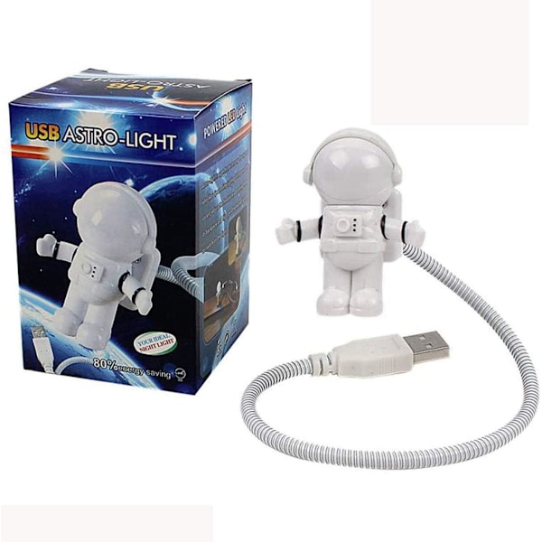 2 kpl USB LED -lukuvaloa, luova astronautti LED -joustava USB -valo, muistikirjan min yövalo, näppäimistön valo, USB -latausportin muotoilu