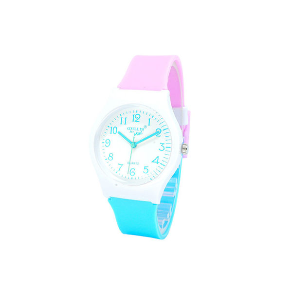 Färgglada pojkar Flickklockor,Tonåringar Student Time Armbandsur Watch silikonband (rosa)