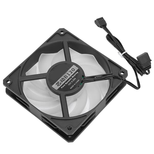 B120 12CM Køleventilator Lydløs Køler 77CFM 2400RPM CPU Radiator til stationær computer 12V Sort