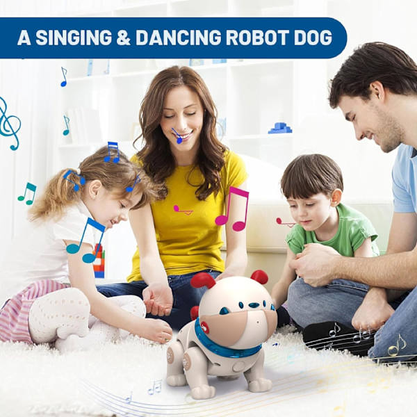 Robot Hund Kjæledyr Leker for Barn Småbarn Leker Fjernkontroll Robot Hund Leker med Berøring Interaksjon, Opptakbar, Avslappende Musikkmodus, LED-lys