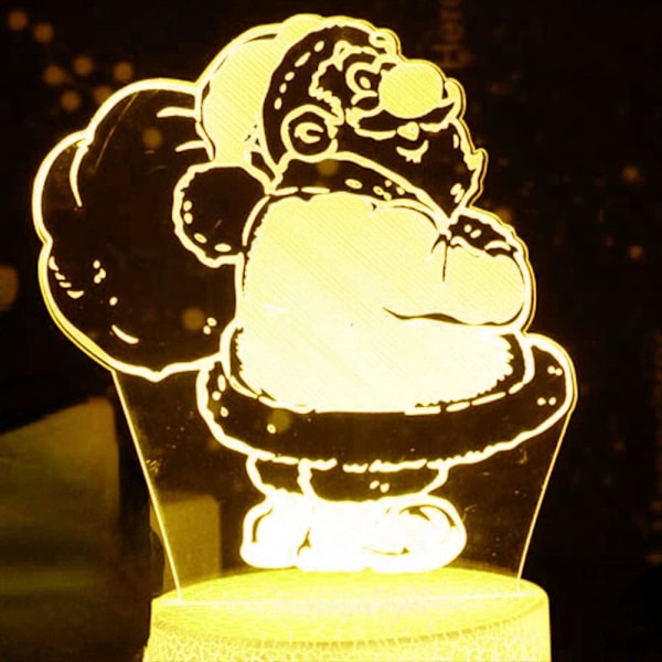 3D Julenissen Nattlys Bordskrive Optisk Illusjon Lamper 16 Farge Skiftende Lys LED Bordlampe Jul Hjem Kjærlighet Bursdag Barn Barn Leke Gave