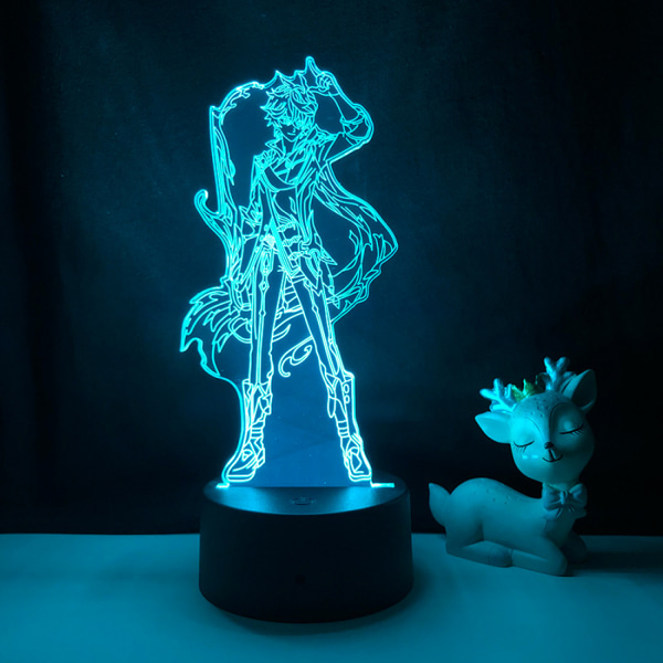 Qinwei Game Character 3D Illusion Lamp 16 färger LED-nattljus med touch-fjärrkontroll för barns sovrumsdekoration - Dadalia（Svart säte）