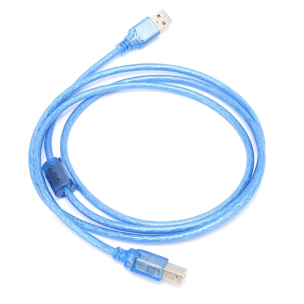 USB-datakabel A-han til B-han Transparent Blå Tetragonum Port Printerforbindelsesledning 1,5 meter