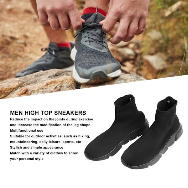 Herre High Top Sneakers Casual Åndbar Fashionable Multifunktionelle Sko til Udendørs Vandring Klatring Sort EU Størrelse 42