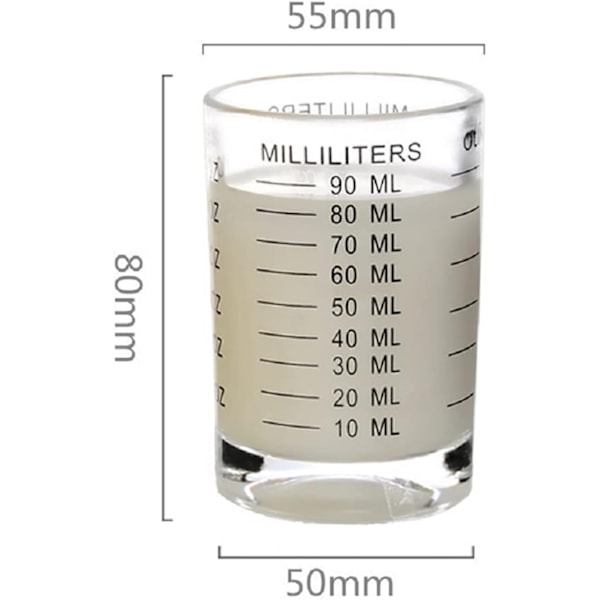 Shotglas Målkop 3 Ounce/90ml Flydende Tungt Højt Espressoglas 2 Stk ( Sort 90ml 2stk)