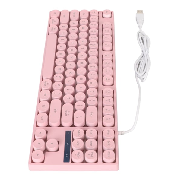 Gamingtangentbord USB Rund 87 Tangenter Färgglad Bakgrundsbelyst Ergonomisk Mekanisk Touch Trådbundet Tangentbord för Stationär Dator Bärbar Dator PC Rosa