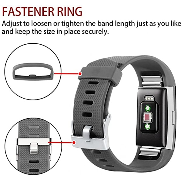 Smartklokke, armbåndsrem erstatningsrem kompatibel med Fitbit charge 2, klassiske og spesielle justerbare sportsarmbånd（ Grå-L）
