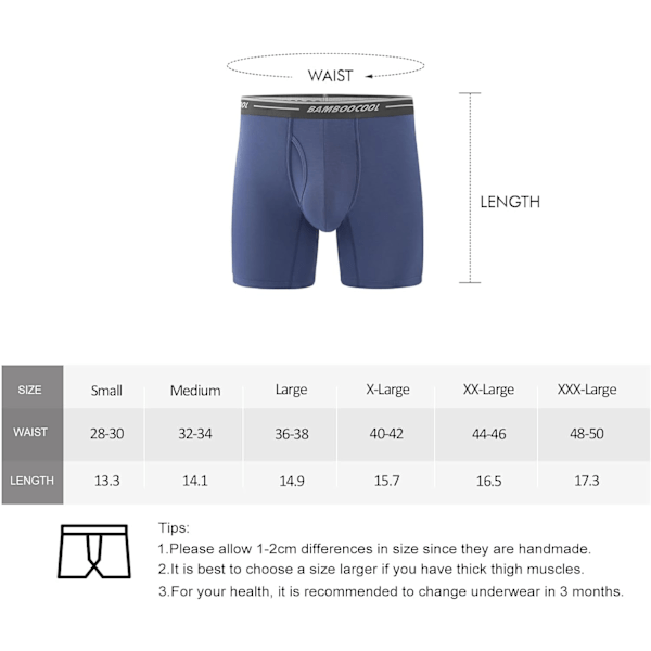 Mjuka och andningsbara boxershorts för män (4 eller 7-pack) black Blue Gray Blue2 M