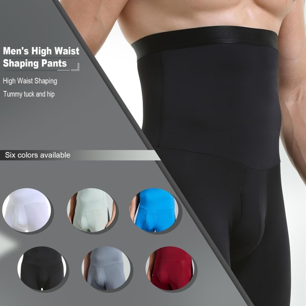 Män Tummy Control Shorts Hög Midja Underkläder Slankning Shapewear Body Shaper Ben Boxer Briefs Black XXL