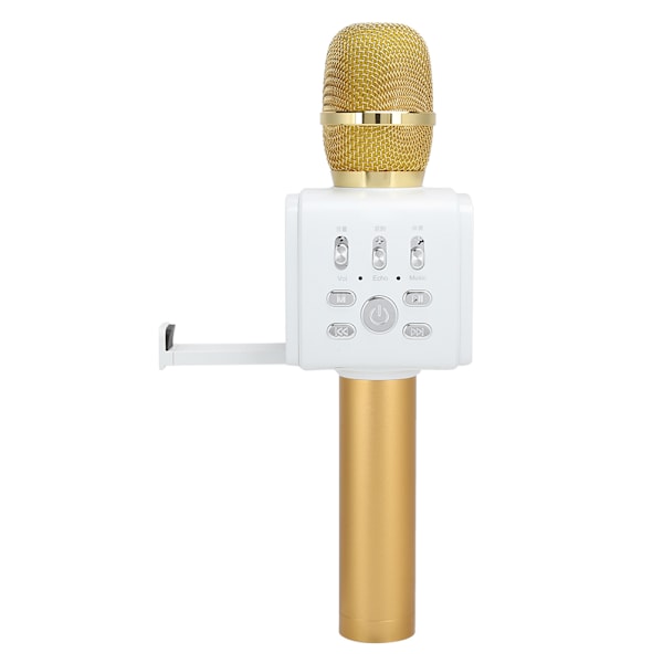 Trådlös Bluetooth Karaoke Handheld Mikrofon Bärbar med Mobiltelefon Stativ för Fest Guld