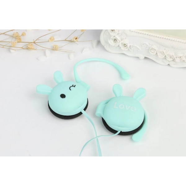 Piirrettyjä kuulokkeita 3D eläin kani nappikuulokkeet, söpöt handsfree-kuulokkeet mikrofonilla ja langalliset 3,5 mm Apple Samsung HTC Android -älypuhelimille