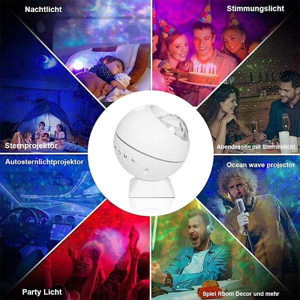 Galakselys Projektor, 3-i-1 Planetarium Projektorlampe USB Stjernehimmel Nattlys Projektorlampe med Fjernkontroll Stjerne og Måne Stjernelys Projektor