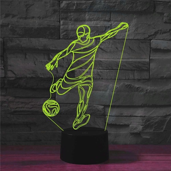 3D Fotball LED nattlyslampe Illusions nattlys 16 fargeendrende bordskinn dekorasjon gave akryl flat ABS base USB kabel leketøy