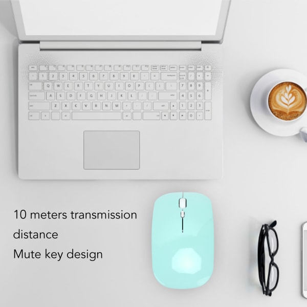 2.4G trådløs mus 2 tilstande 1600 DPI bærbar optisk mus med USB Nano-modtager til kontorhjem bærbar pc-telefon Green