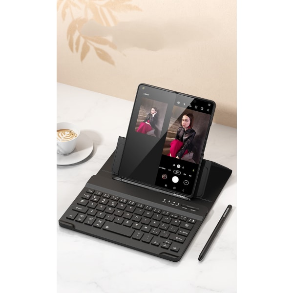For Samsung Galaxy Z Fold 4 tastatur etui sæt med aftagelig Bluetooth tastatur etui, indbygget S Pen slot og skærmbeskytter