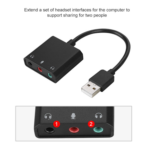 USB-ulkoinen äänikortti, mikrofonin ja kuulokkeiden sovitin, riippumaton äänikortti kannettavalle tietokoneelle ja pöytätietokoneelle