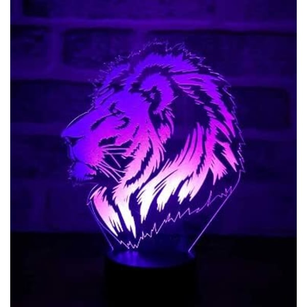3D Tiger Lion Nattlys Lampe Illusions 7 Farge Skiftende Berøringsbryter Bord Skrivebord Dekor Lamper Gave med Akryl Flat ABS Base USB Kabel Leke