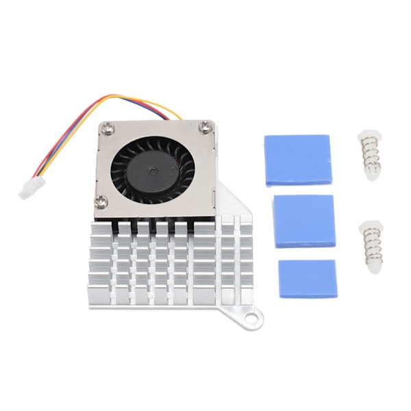 For RasPi 5 Active Cooler 4 Pin Connector Steady Running Aluminum Alloy Active Cooling Fan Silver