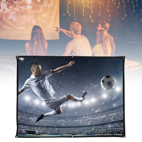 4:3 Tykk 100% Polyester Bærbar Foldbar Hvit Myk Projektor Skjerm Gardin 100-Tommers