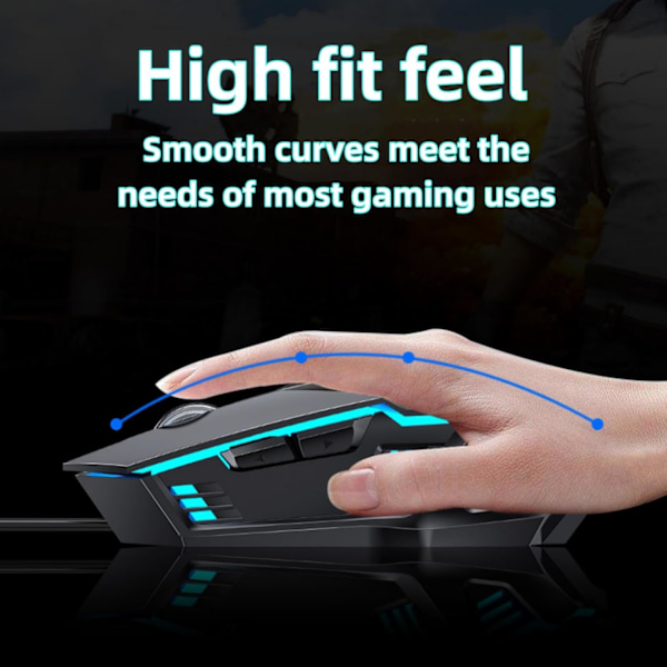 Ledningsforbundet Gaming Mus, Optisk USB Mus til Laptop/Desktop, Ergonomisk, med 6 Programmerbare Knapper, 4 Justerbare DPI op til 4000 DPI