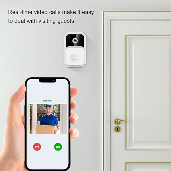 Videodørklokke for Tuya-app, 1080P HD vidvinkel sikkerhetskamera, opptil 128 GB minne, 2-veis talekommunikasjon i sanntid video smart dørklokkekameraer