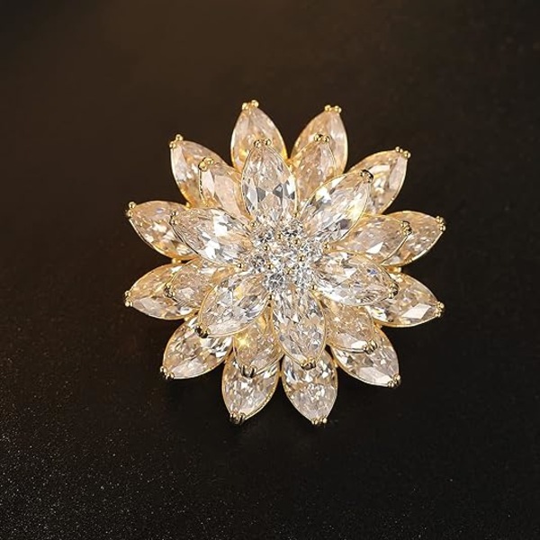 Pins for kvinners mote, skinnende snøfnugg store vakre blomsterbrosjer smykker for kvinner blomsterserie brosjer og nåler designer damekostyme Shiny Snowflake