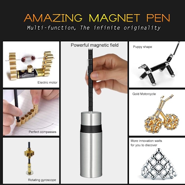 Afspændingsmagnetisk pen, magneter DIY-legetøj, fidgetlegetøj, magnetiske skulpturbyggeklodser, skrivebordslegetøj, intelligenslæring og stress