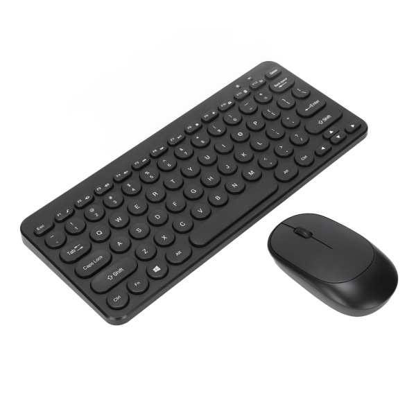 Tangentbord Mus Combo 2.4G trådlösa runda tangentkapslar Ergonomisk design Tyst mus USB mottagare Tangentbord och mus Black